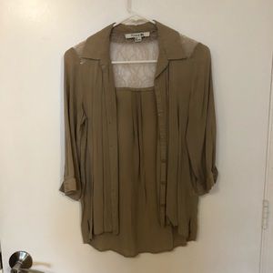 Olive green button down blouse